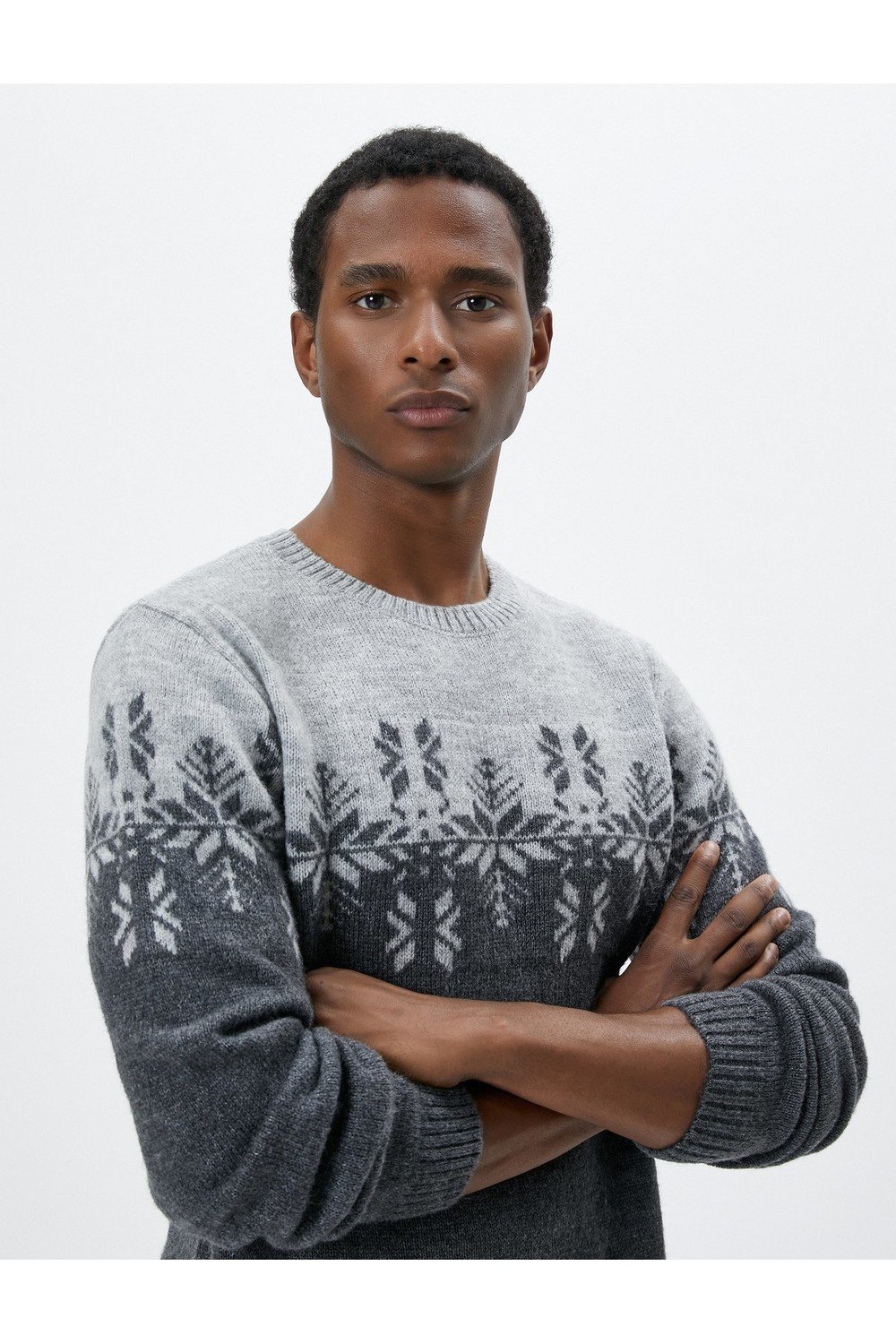 Koton Acrylic Blend Sweater Crew Neck Ethnic Patterned