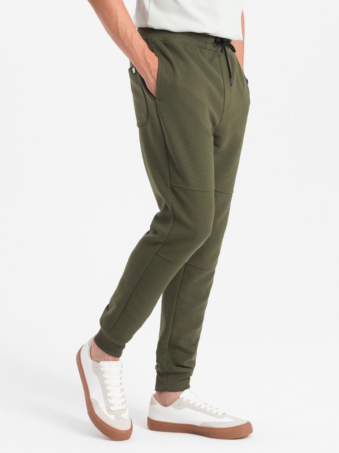 Ombre Men's ottoman fabric sweatpants - dark olive green