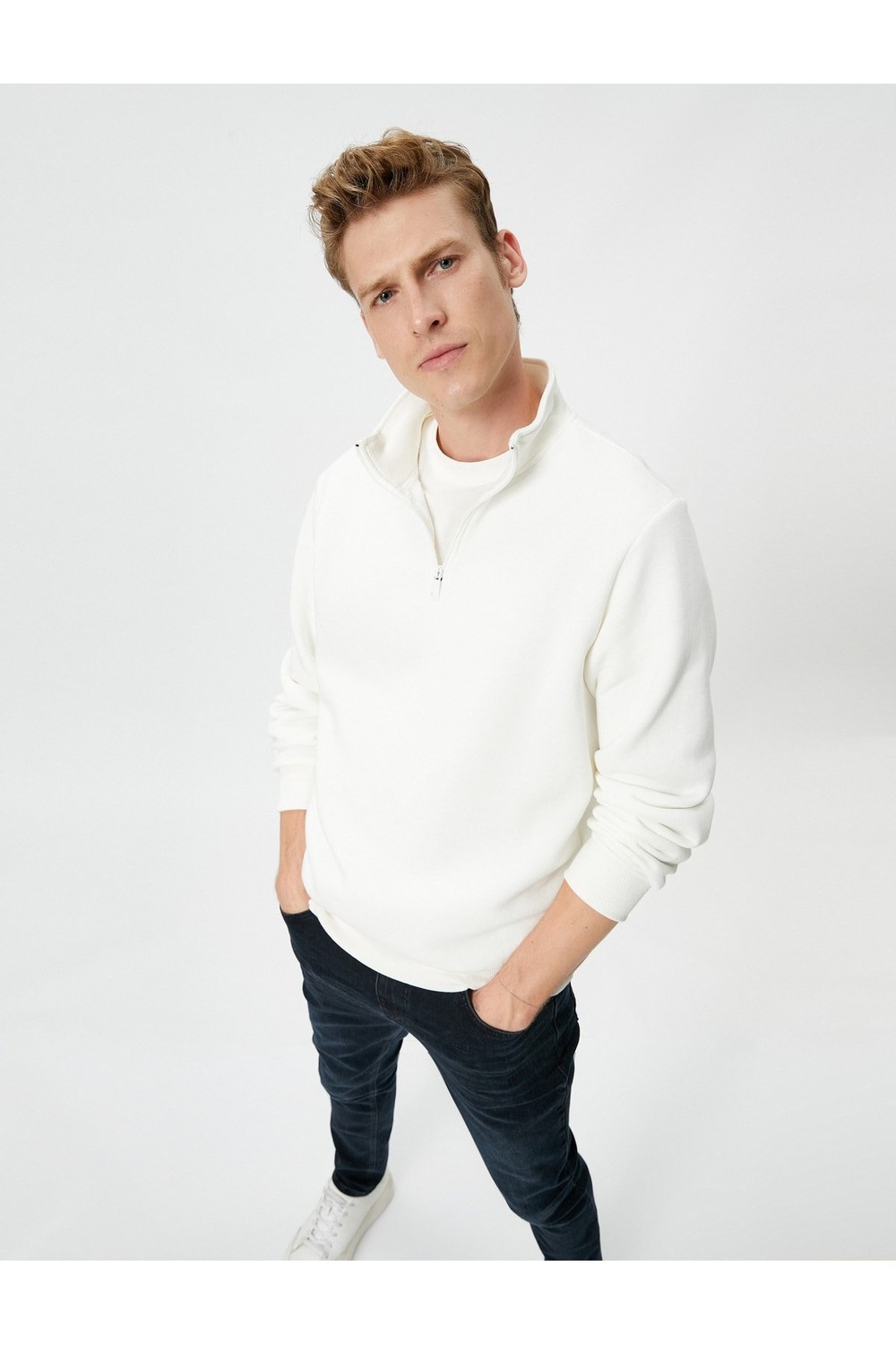 Koton Half-Zip Sweatshirt Standing Neck Long Sleeve