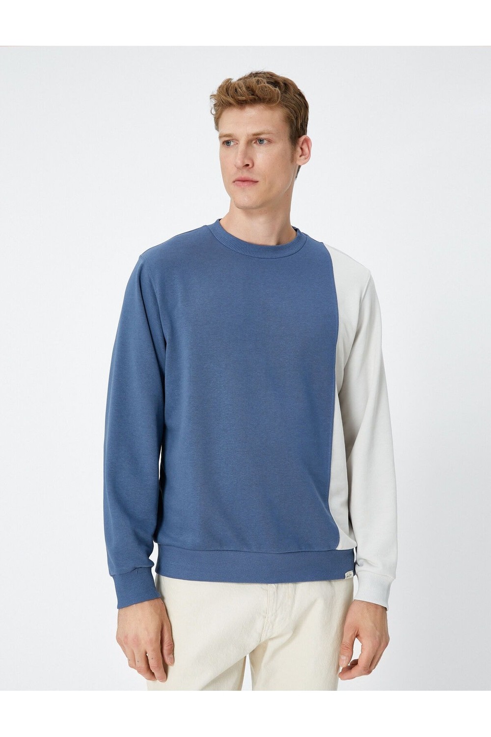 Koton Crew Neck Sweatshirt Color Block Long Sleeve with Labels Printed