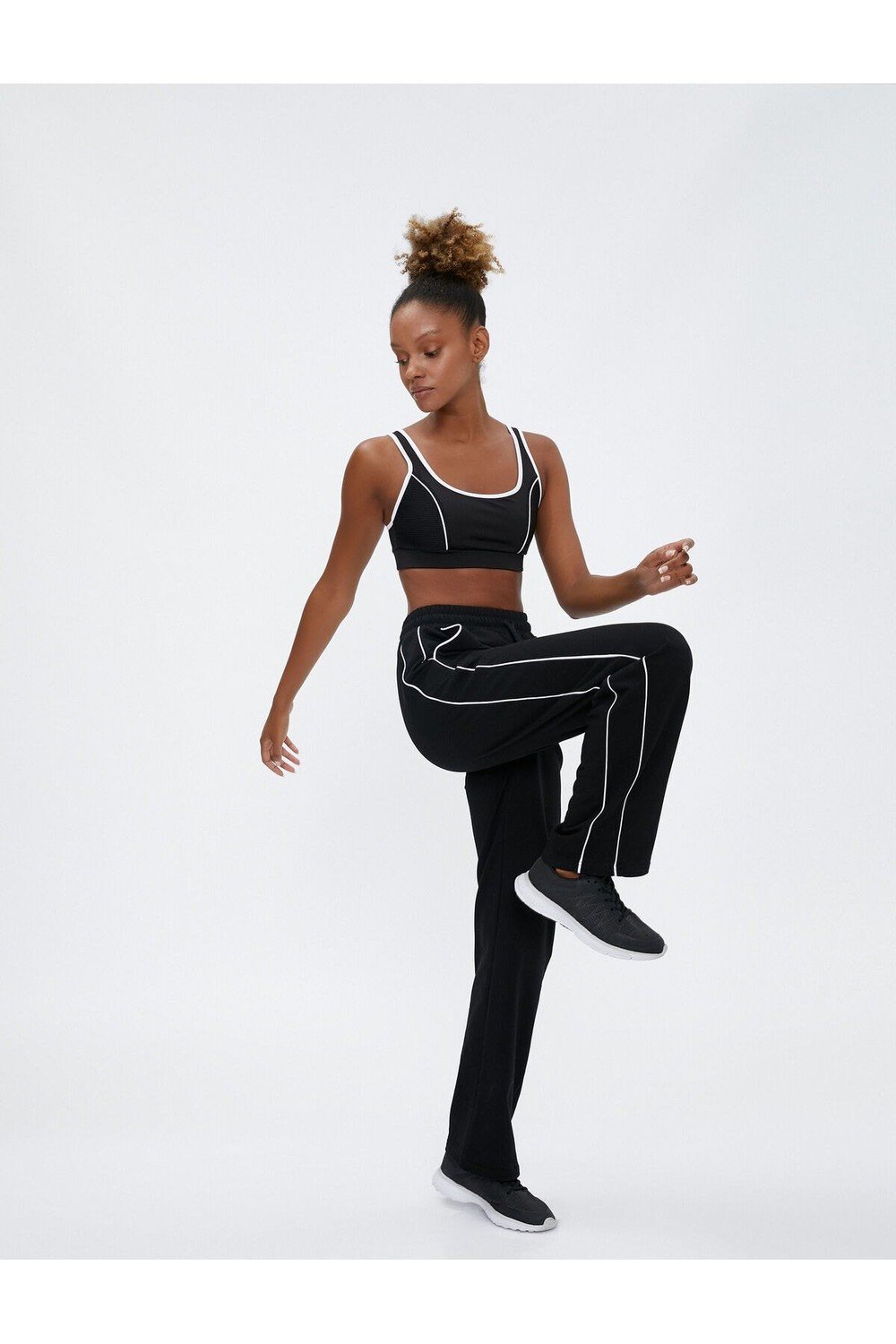 Koton High Waist Sweatpants With Straight Legs, A Lace-Up Trim Waist.