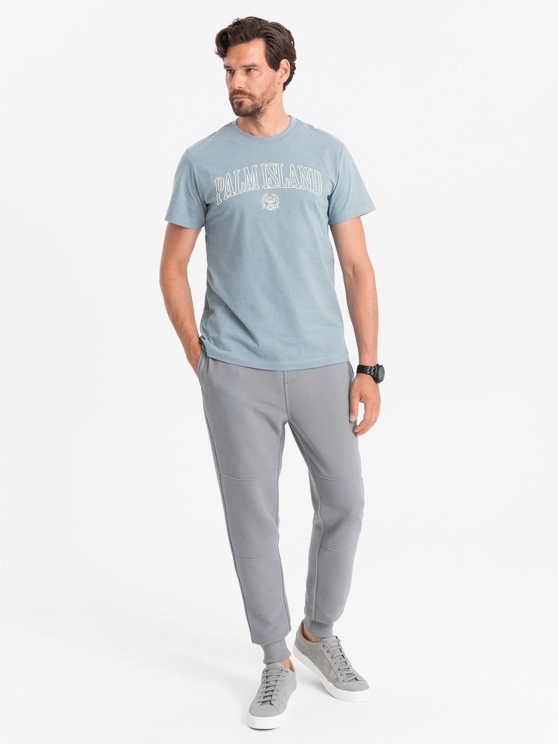 Ombre Men's ottoman fabric sweatpants - gray