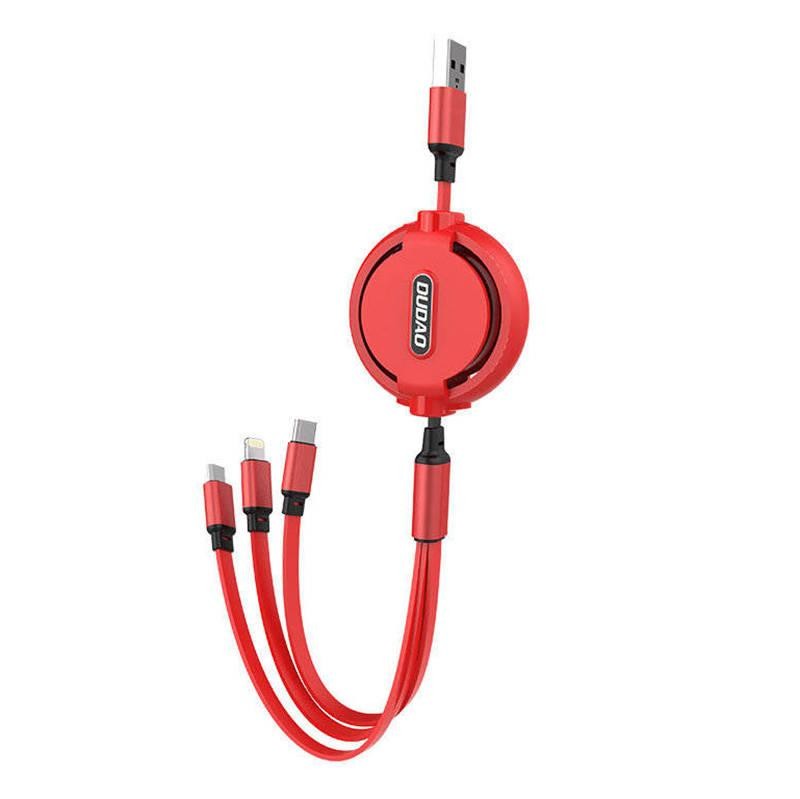Dudao L8H 3v1 USB-C / Lightning / Micro 2,4A USB kabel, 1,1 m (červený)