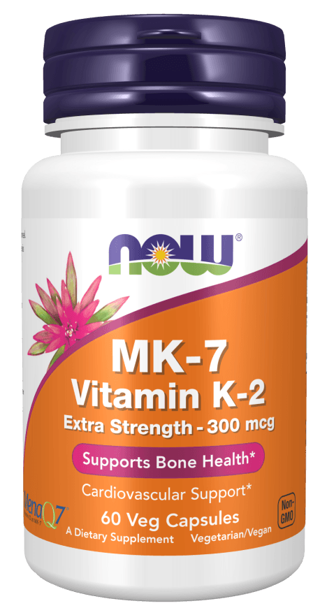 Now® Foods NOW MK-7 Vitamin K2, 300 mcg, Extra silný, 60 rostlinných kapslí