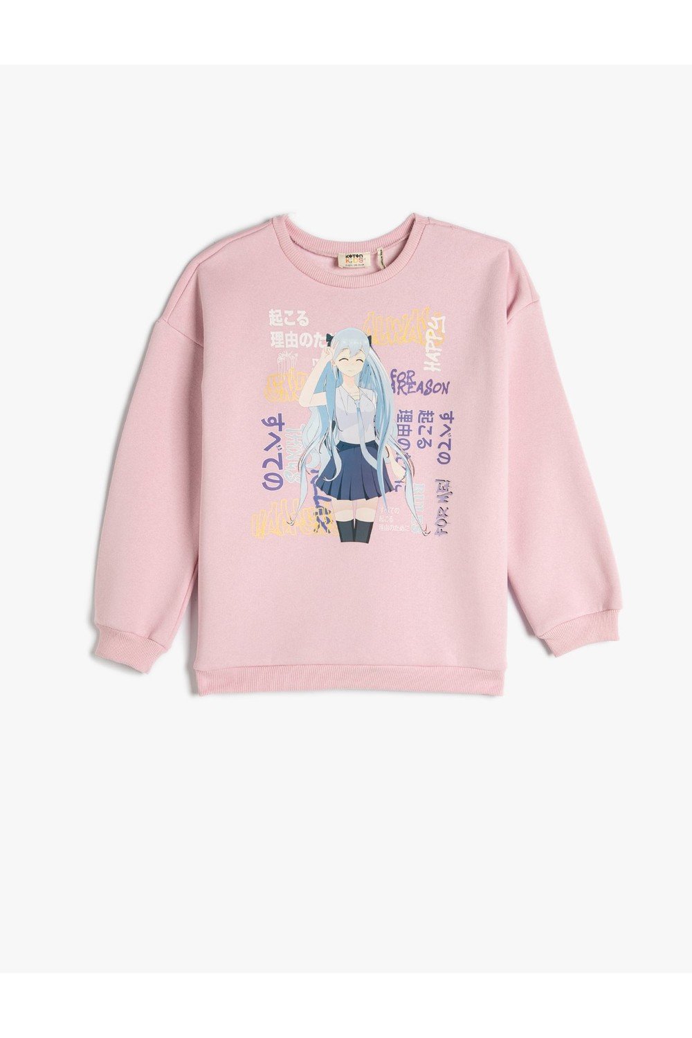 Koton Anime Printed Sweatshirt Crew Neck Long Sleeve Cotton