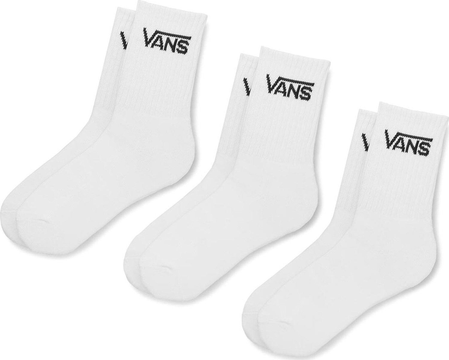 Sada 3 párů dámských vysokých ponožek Vans Classic Crew VN000XNQWHT White