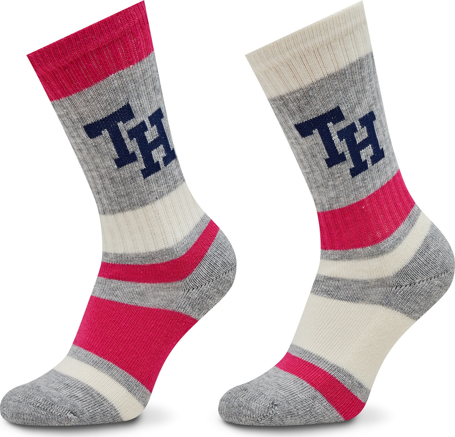 Sada 2 párů dětských vysokých ponožek Tommy Hilfiger 701224988 Pink Combo 002