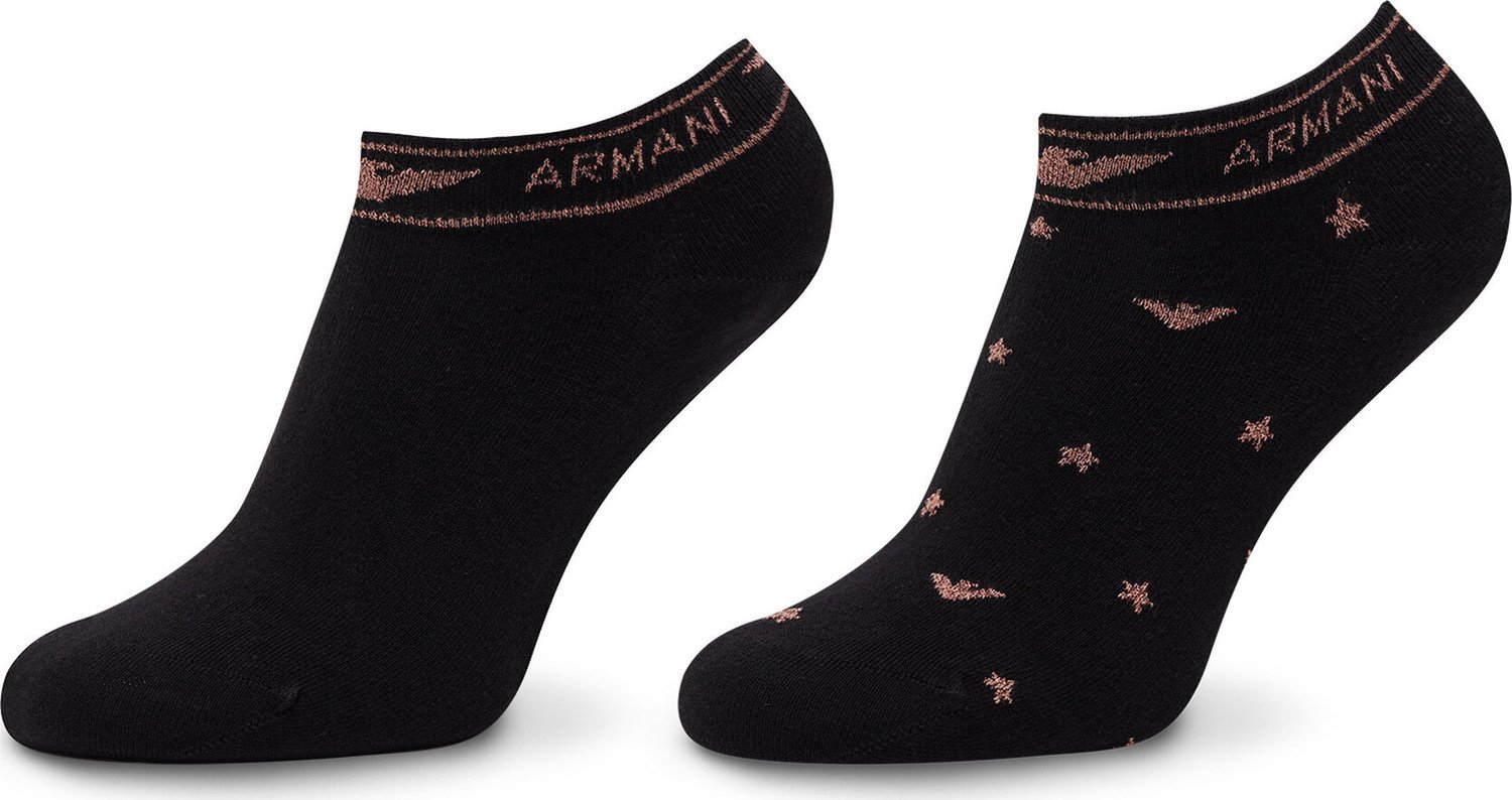 Sada 2 párů dámských nízkých ponožek Emporio Armani 292307 2F225 00020 Nero