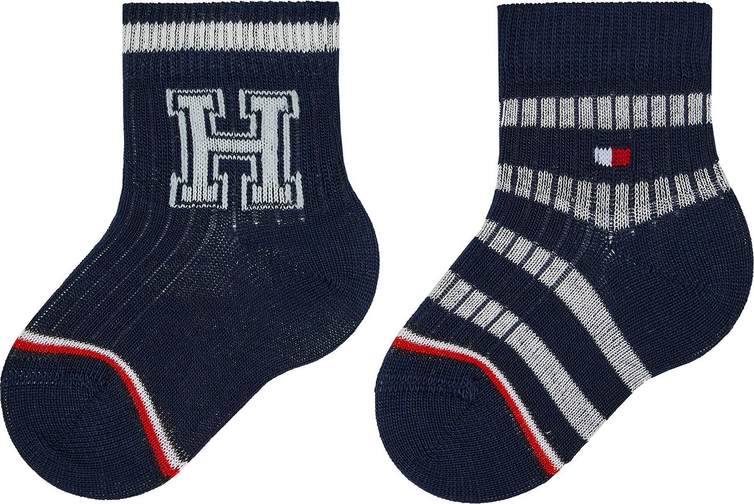 Sada 2 párů dětských vysokých ponožek Tommy Hilfiger 701224996 Navy Combo 001