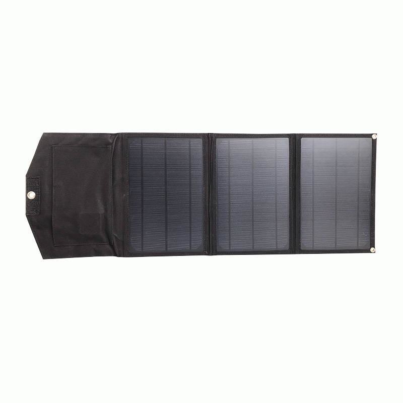XO XRYG-280-3 21W 2xUSB skládací solární nabíječka (černá)