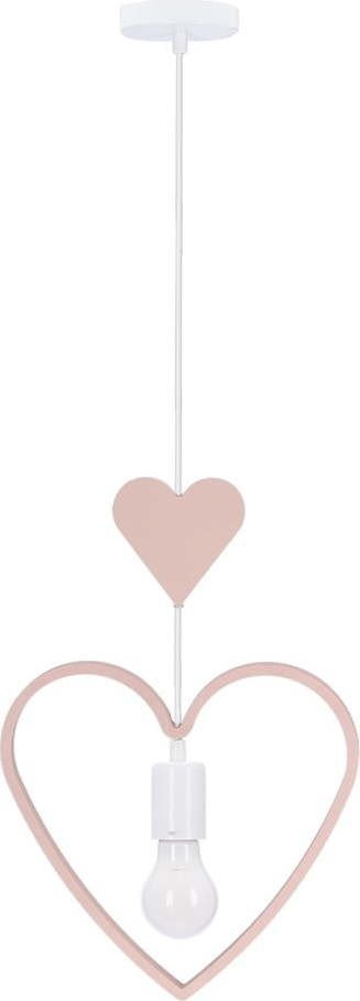 Bílo-růžové dětské svítidlo s kovovým stínidlem Single – Candellux Lighting