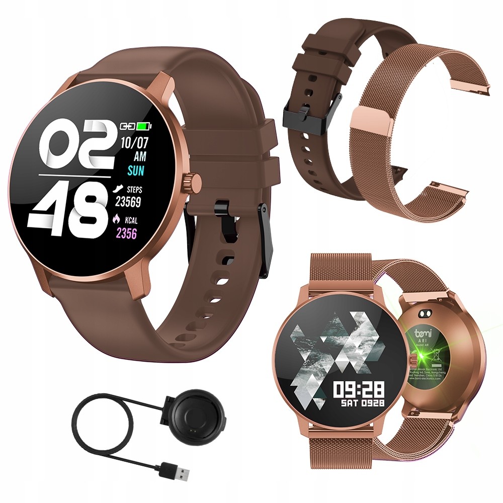 Chytré hodinky Bemi ARI+2 proužky/kov/pl měď