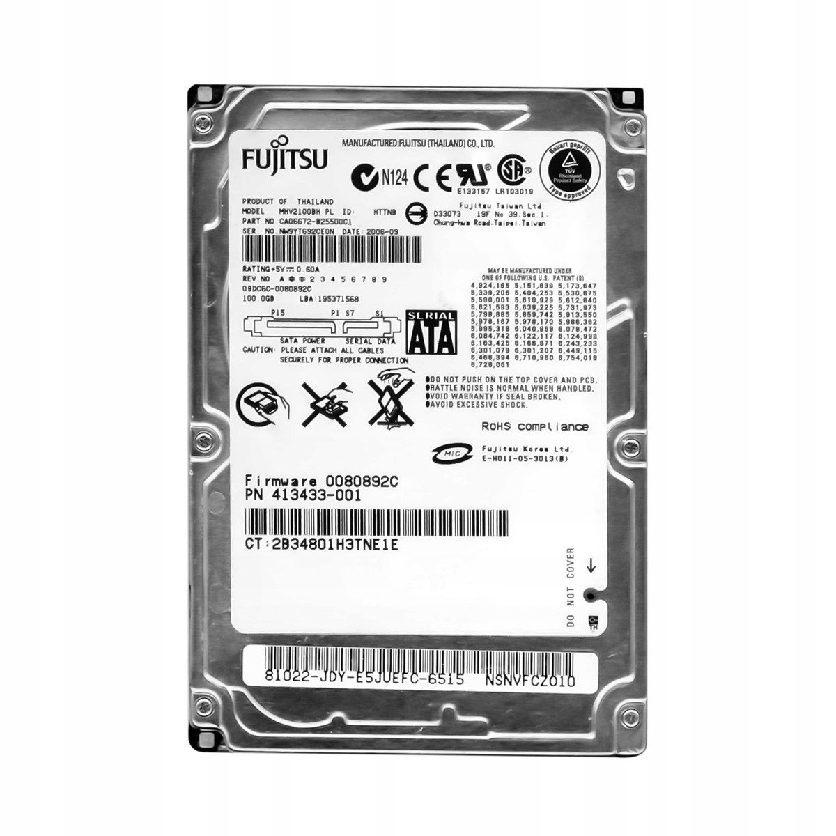 Fujitsu 100GB 5,4K 8MB Sata 2,5'' MHV2100BH