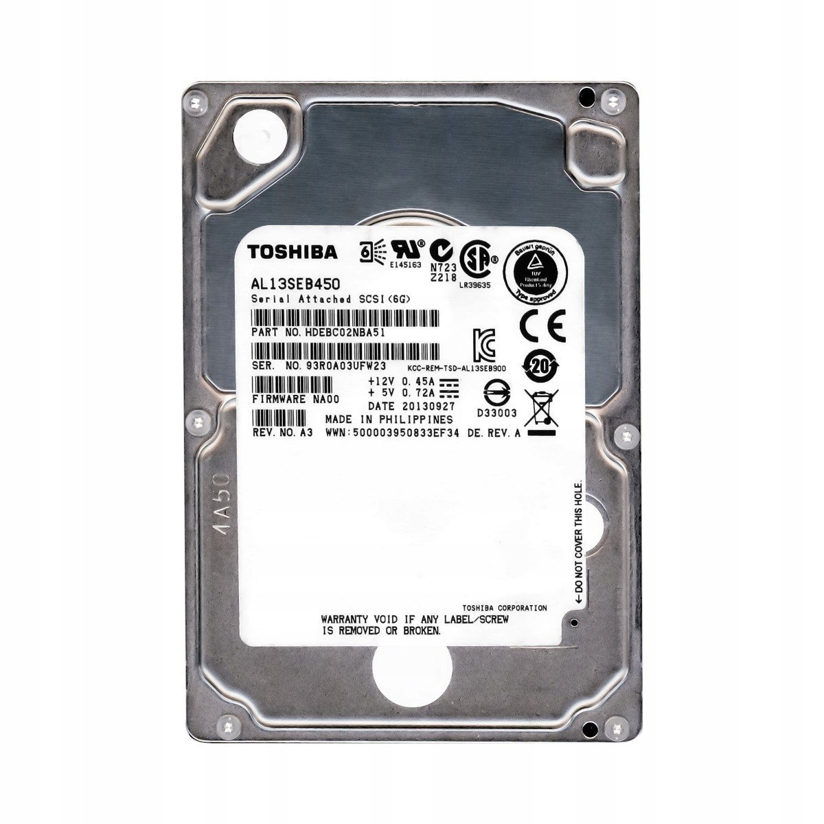 Toshiba 450GB 10K 64MB SAS-2 2,5'' AL13SEB450