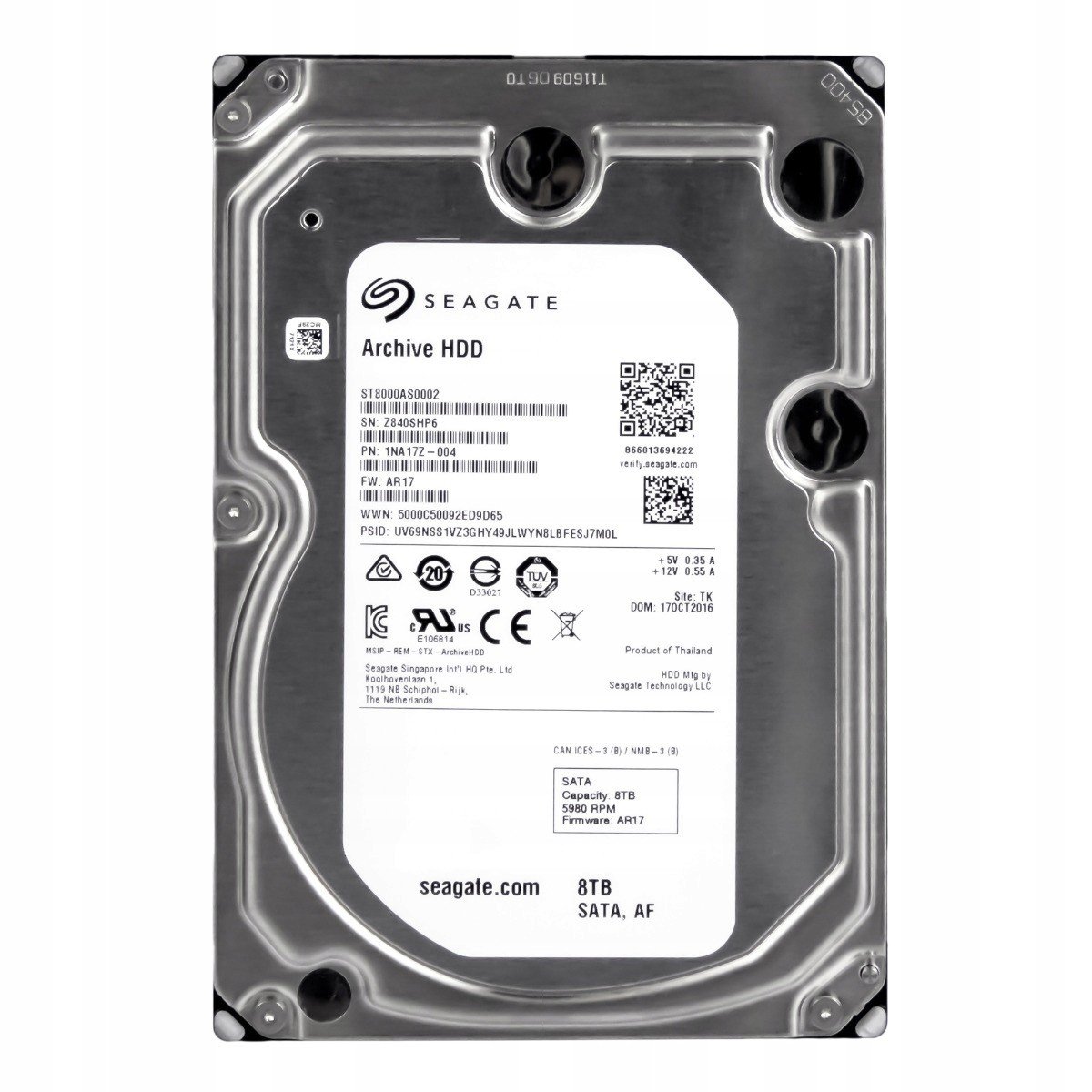 Seagate 8TB 5.9K 128MB Sata III 3.5'' ST8000AS0002
