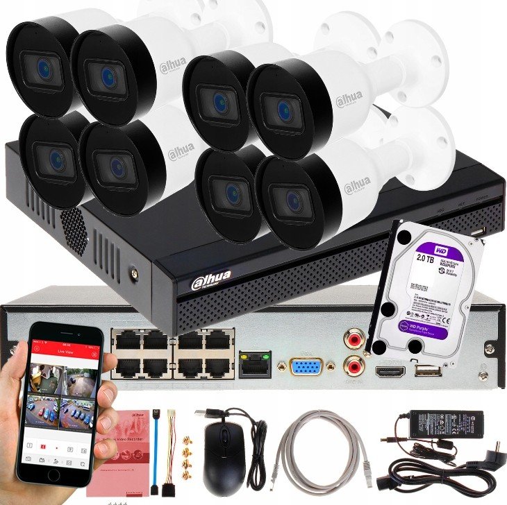 Silný Ip Monitorovací Set Dahua 8 Kamery 5MPx 2TB