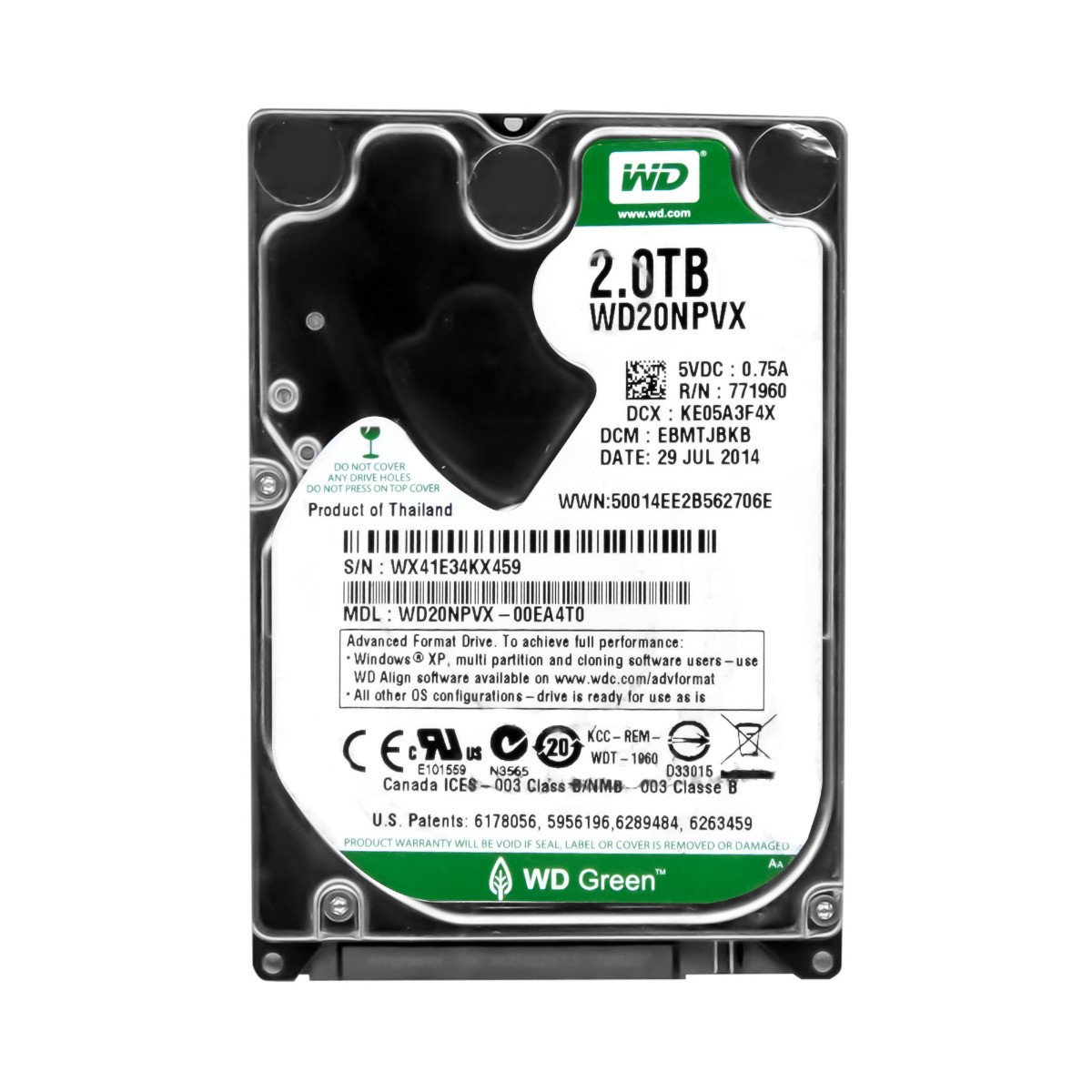 Wd Green 2TB 5,4K 8MB Sata III 2,5'' WD20NPVX