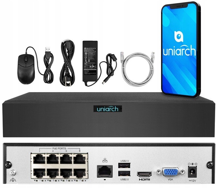 Ip rekordér pro 8 Kamer Switch 8x Poe Onvif 6Mpx