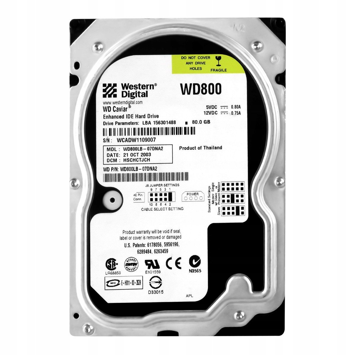 Wd Caviar 80GB 7.2K 2MB Ata 3.5'' WD800LB-07DNA2