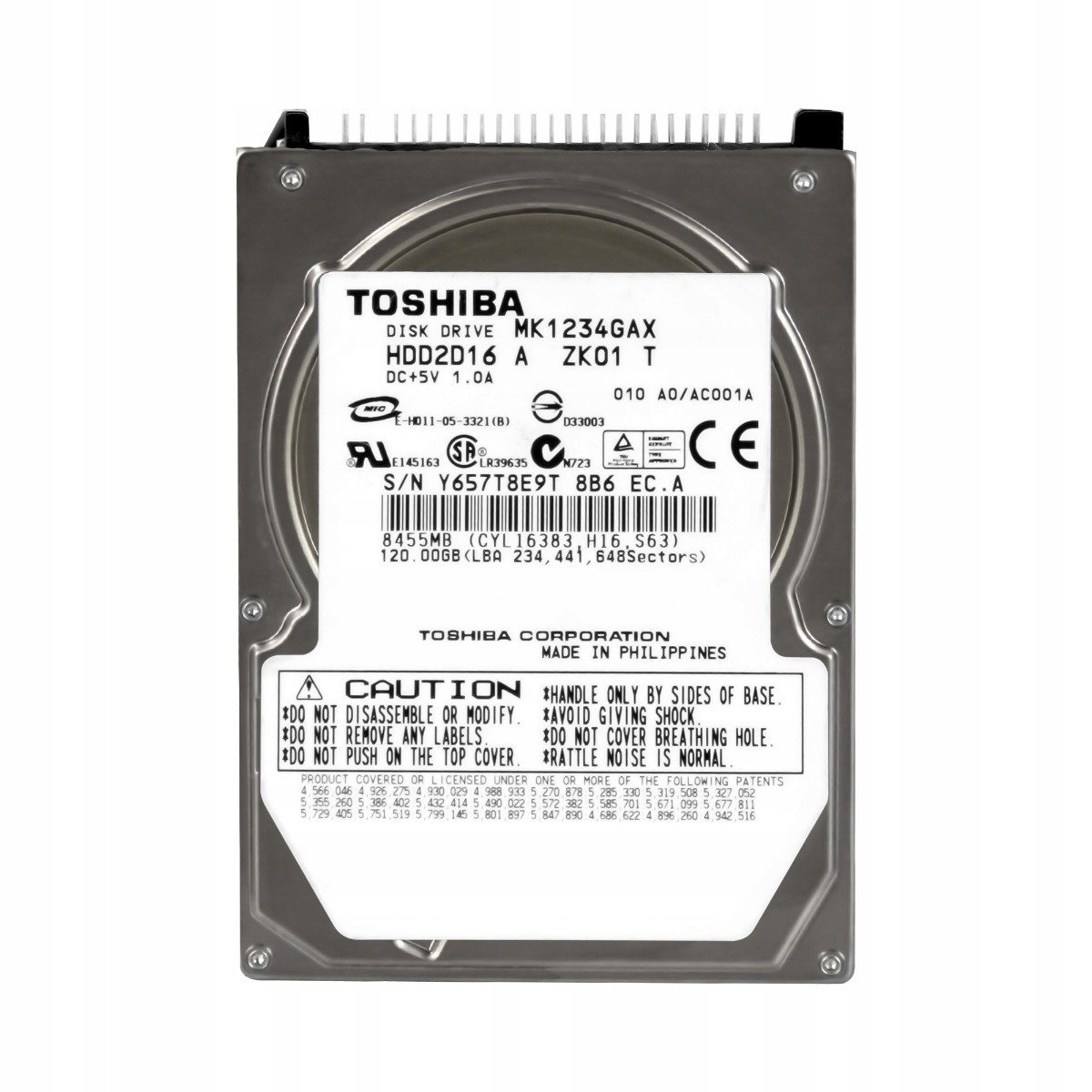 Toshiba 120GB 5,4K 8MB Ata 2,5'' MK1234GAX