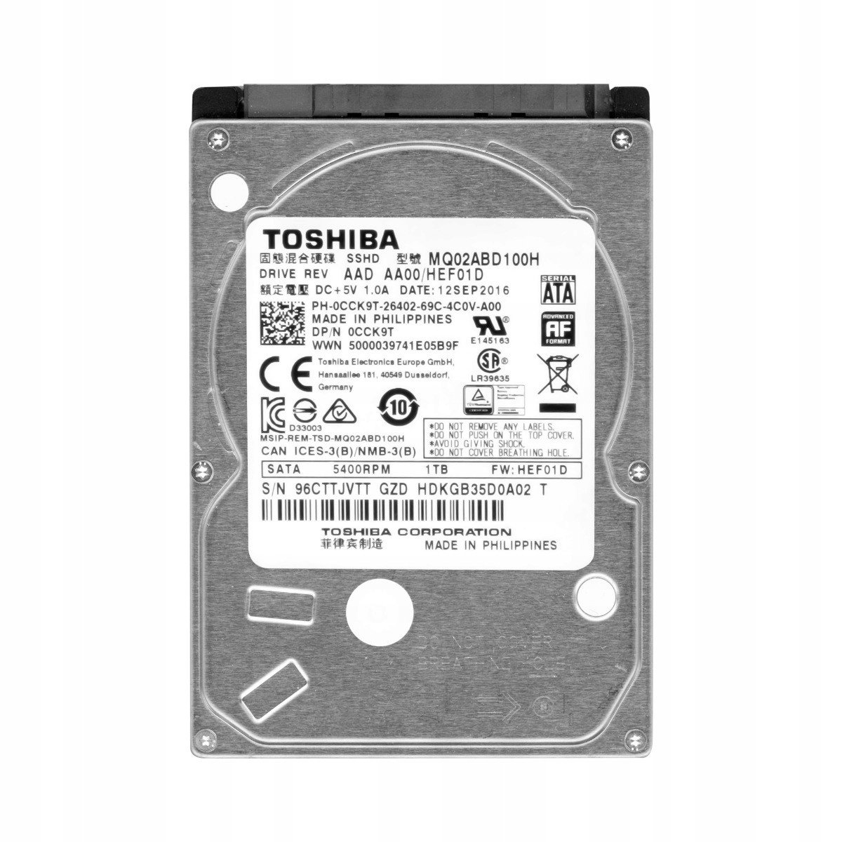 Toshiba Sshd 1TB 5,4K Sata III 2,5'' MQ02ABD100H