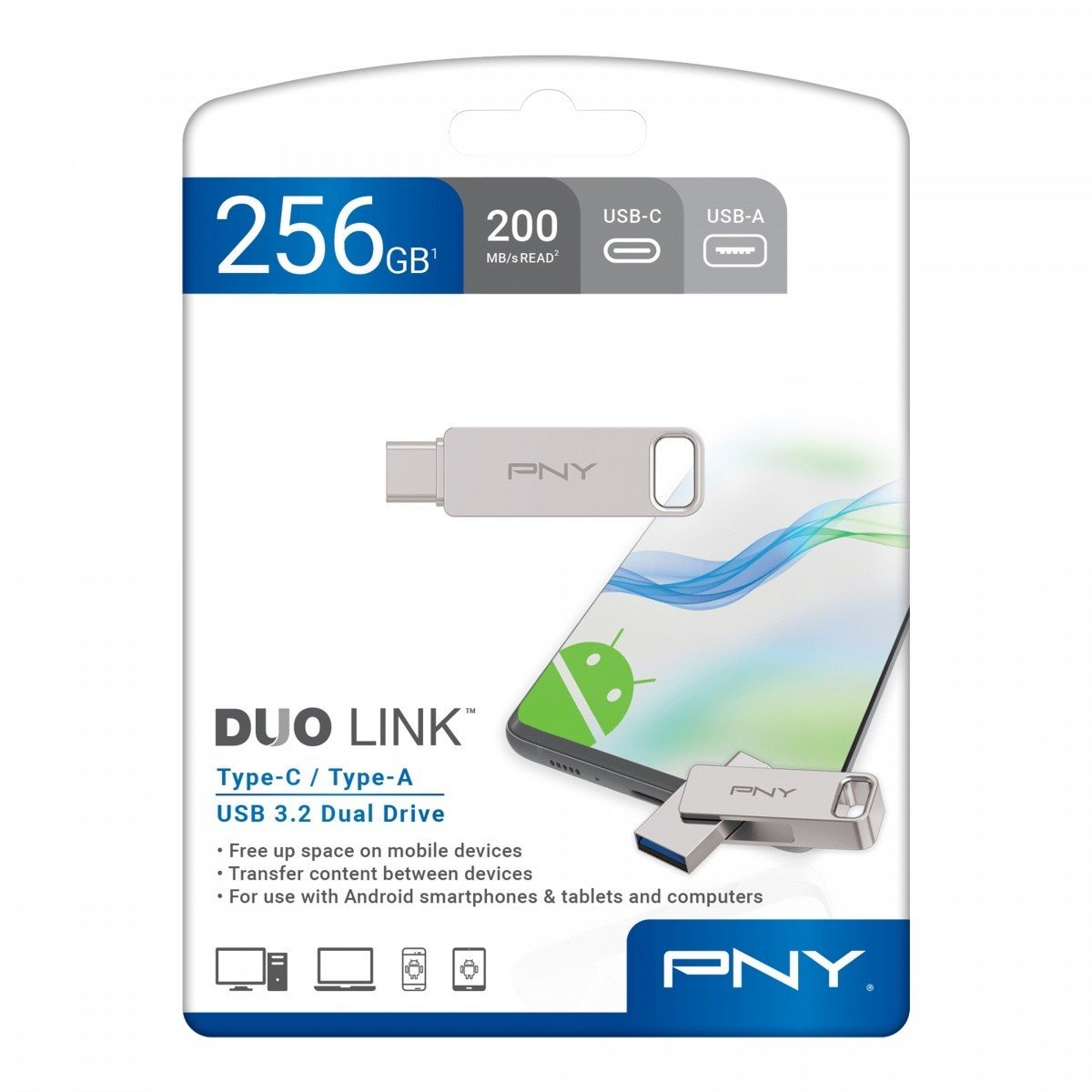 Pny Pendrive 256GB Usb 3.2 Duo-Link Usb-a Usb-c