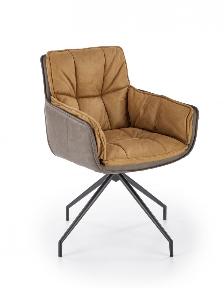 Jídelní křeslo FIORA — ocel, ekokůže, látka, hnědá