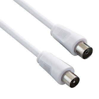 Antenní kabel Coax (9.5mm) samec - Coax (9.5mm) samice, 2m, 75 Ohm, bílý