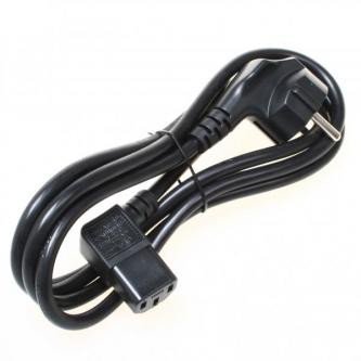 Síťový kabel 230V napájecí, CEE7 (vidlice) - C13, 2m, VDE approved, černý, Logo, lomený