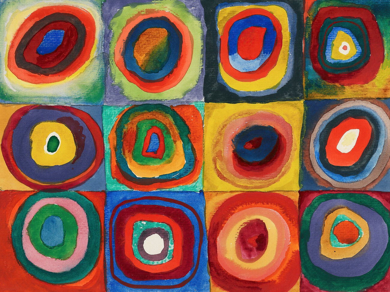 autor Obrazová reprodukce Squares with Concentric Circles / Concentric Rings - Wassily Kandinsky, (40 x 30 cm)