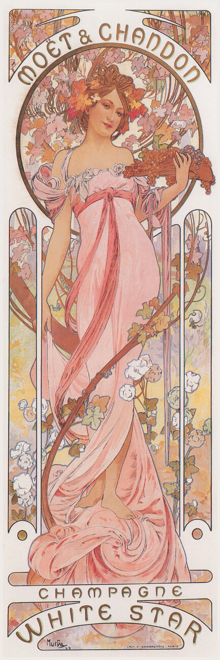 autor Obrazová reprodukce Moët & Chandon White Star Champagne (Beautiful Art Nouveau Lady, Advertisement) - Alfons / Alphonse Mucha, (20 x 60 cm)