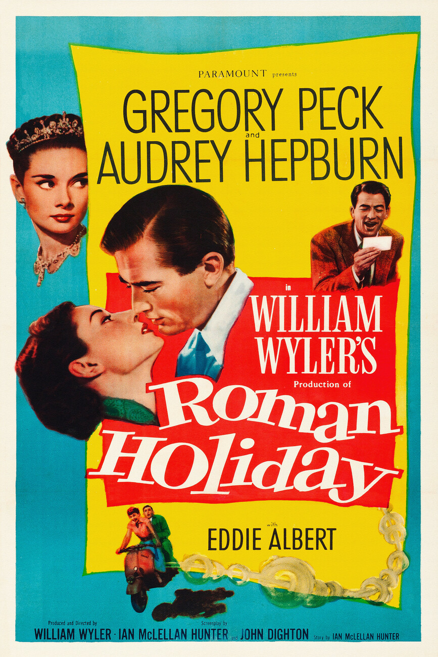 autor Obrazová reprodukce Roman Holiday, Ft. Audrey Hepburn & Gregory Peck (Vintage Cinema / Retro Movie Theatre Poster / Iconic Film Advert), (26.7 x 40 cm)