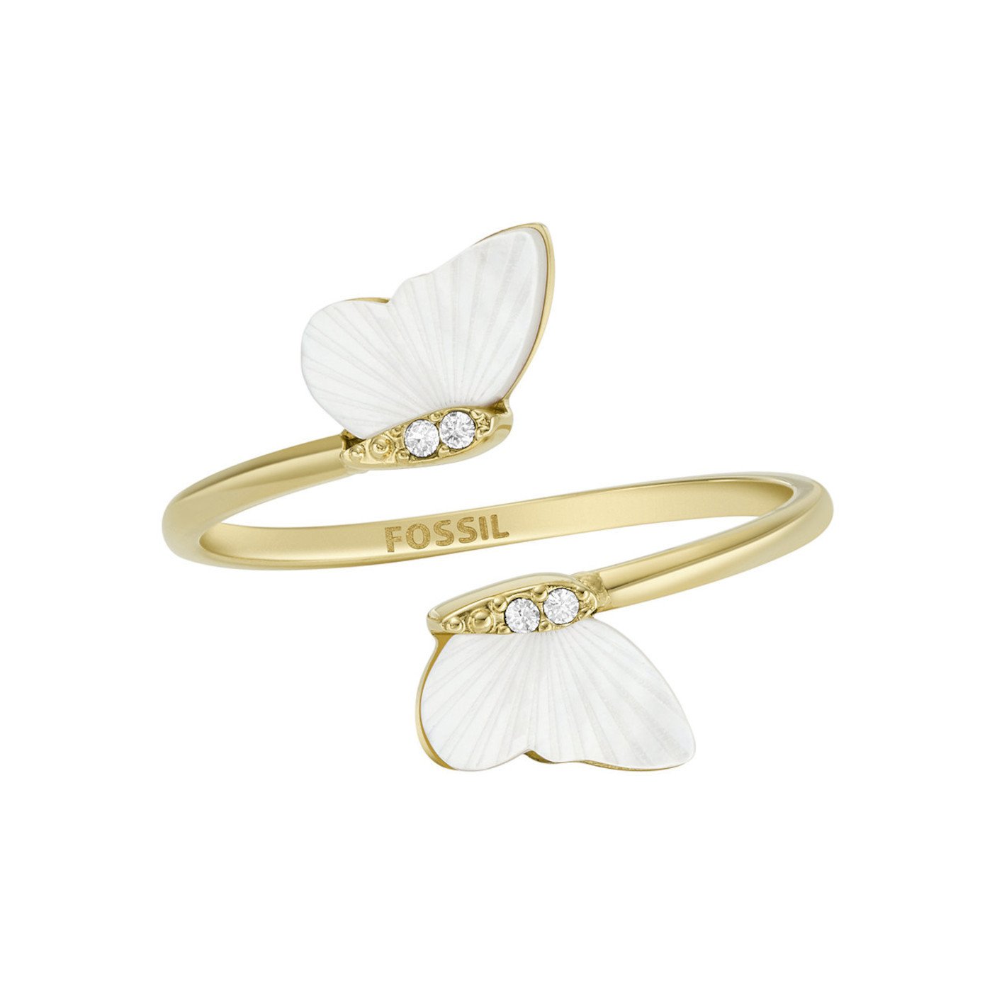 Fossil Slušivý pozlacený otevřený prsten Radiant Wings JF04423710 59 mm