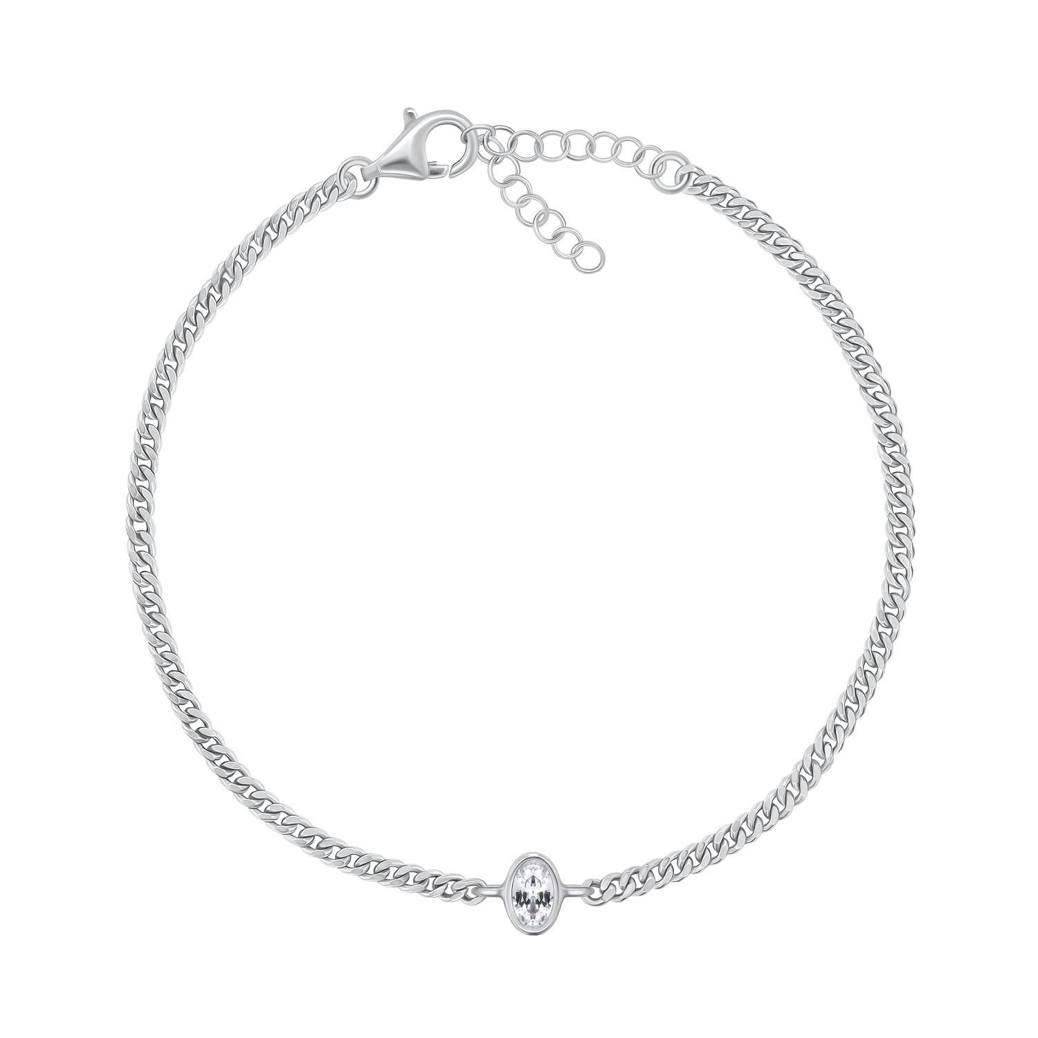 Brilio Silver Jemný stříbrný náramek s oválným zirkonem BRC113W