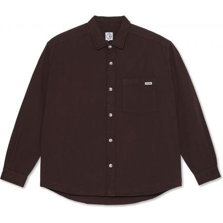 Košile Polar Mitchell Herringbone L/S - Vínová - L