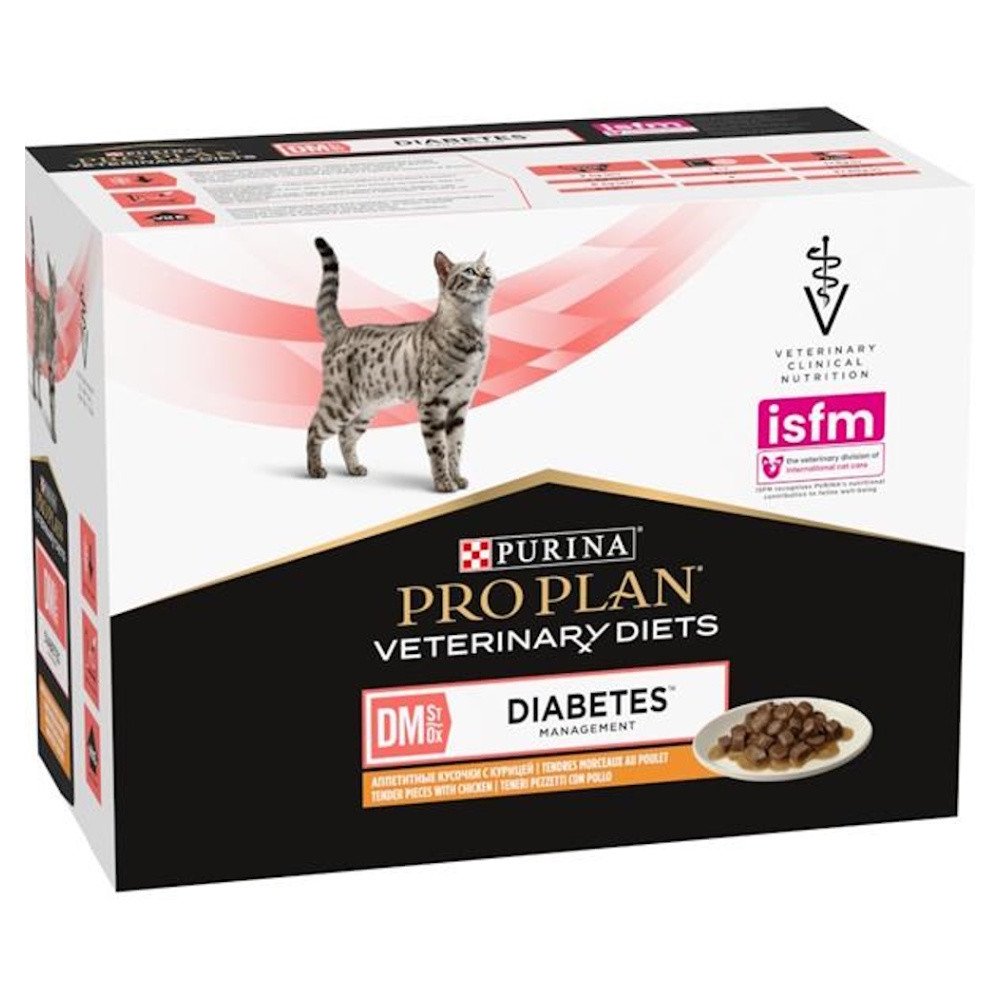 Purina Pro Plan Veterinary Diets Feline DM ST/OX - Diabetes Management kuřecí - 10 x 85 g