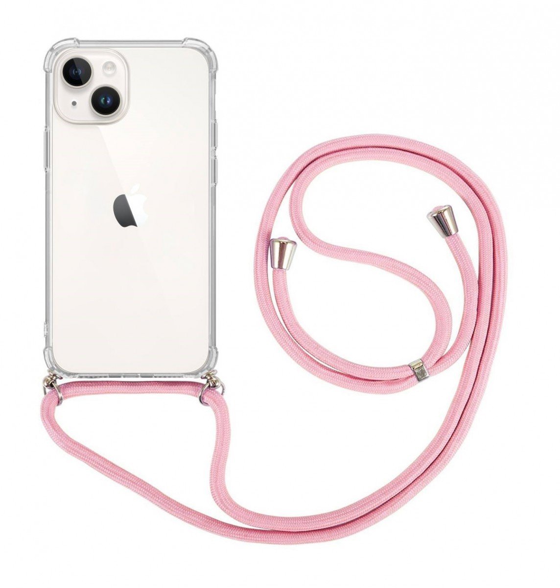 Kryt TopQ iPhone 15 s růžovou šňůrkou průhledný 105216