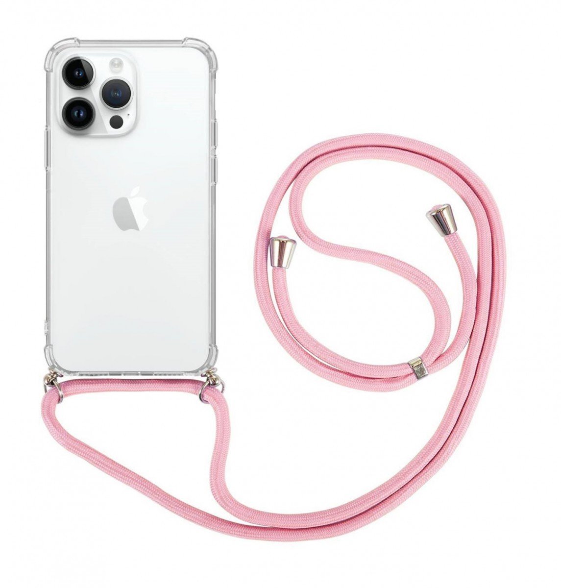 Kryt TopQ iPhone 15 Pro s růžovou šňůrkou průhledný 105215