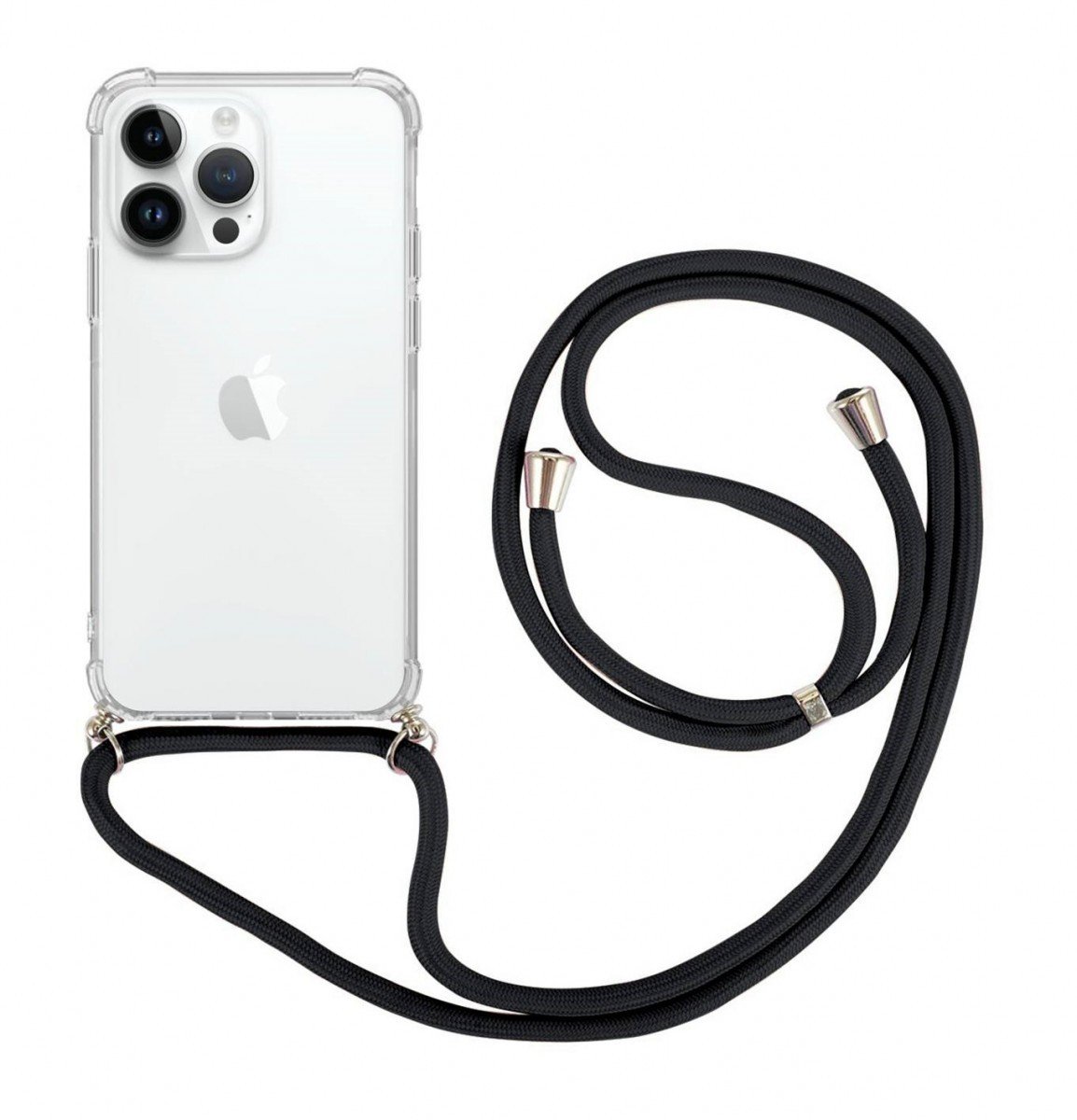 Kryt TopQ iPhone 15 Pro Max s černou šňůrkou průhledný 105213