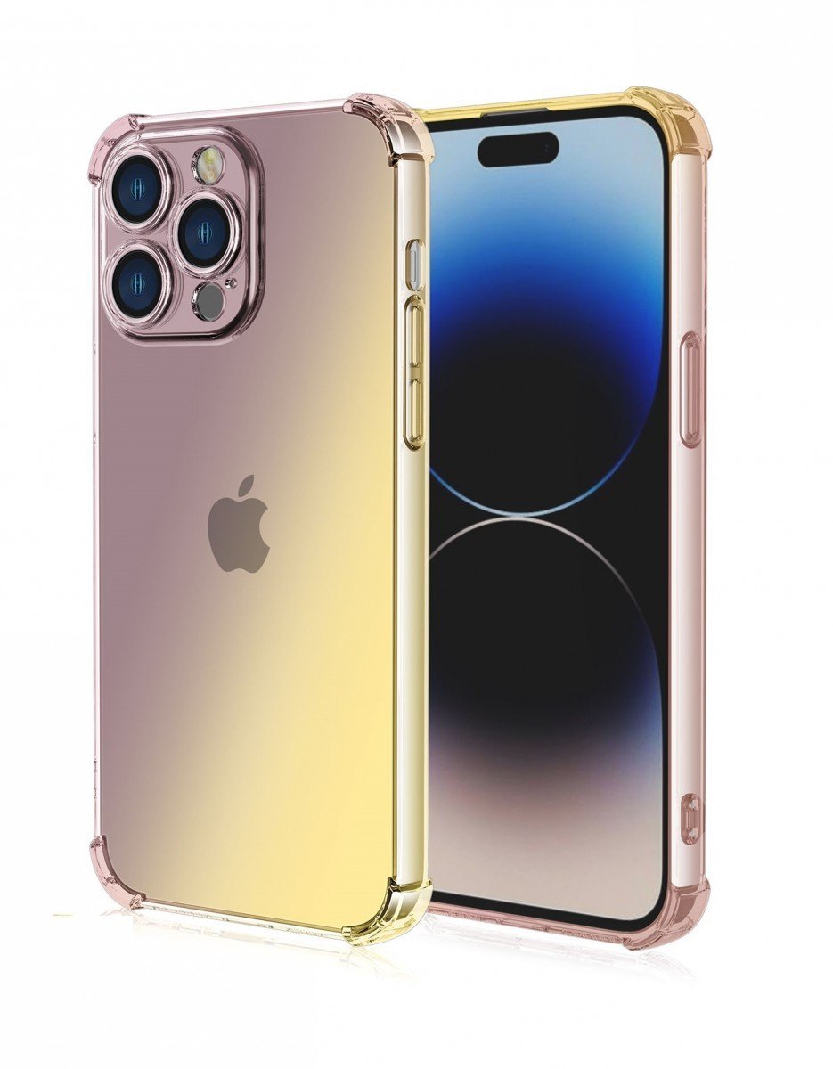 Kryt TopQ iPhone 15 Pro Max Shock duhový purpurovo-žlutý 99708