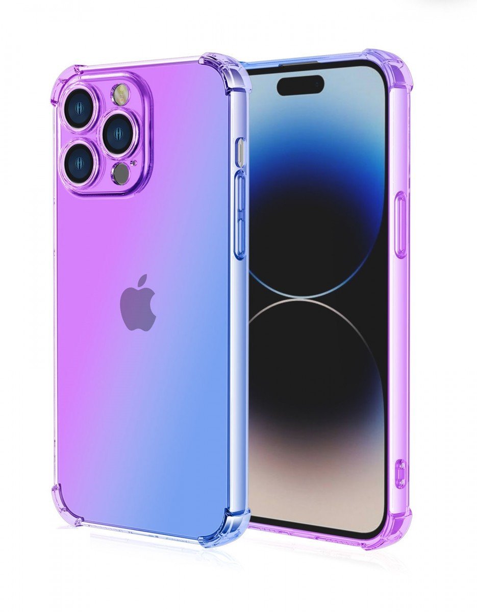 Kryt TopQ iPhone 15 Pro Max Shock duhový fialovo-modrý 99706