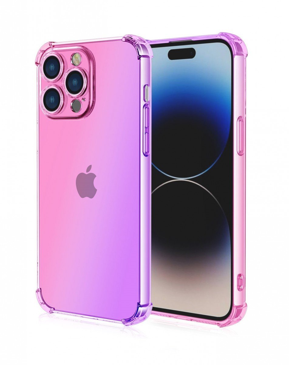 Kryt TopQ iPhone 15 Pro Max Shock duhový růžovo-fialový 99705