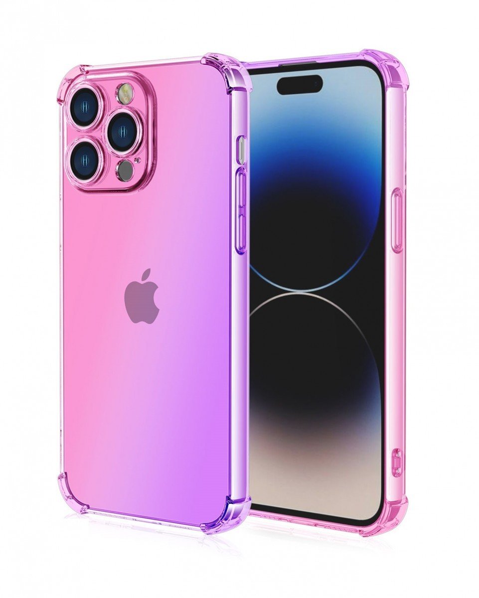 Kryt TopQ iPhone 15 Pro Shock duhový růžovo-fialový 99699