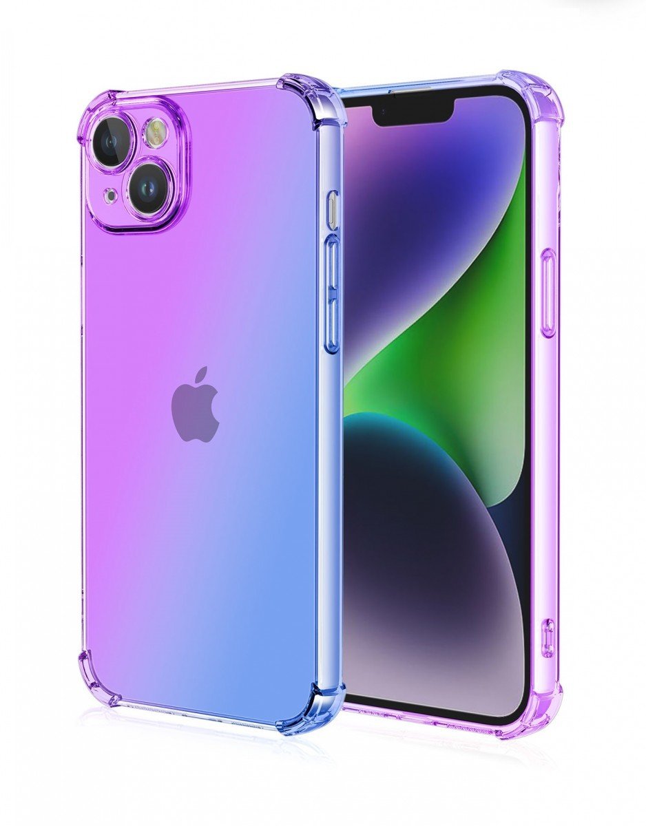 Kryt TopQ iPhone 15 Shock duhový fialovo-modrý 99694