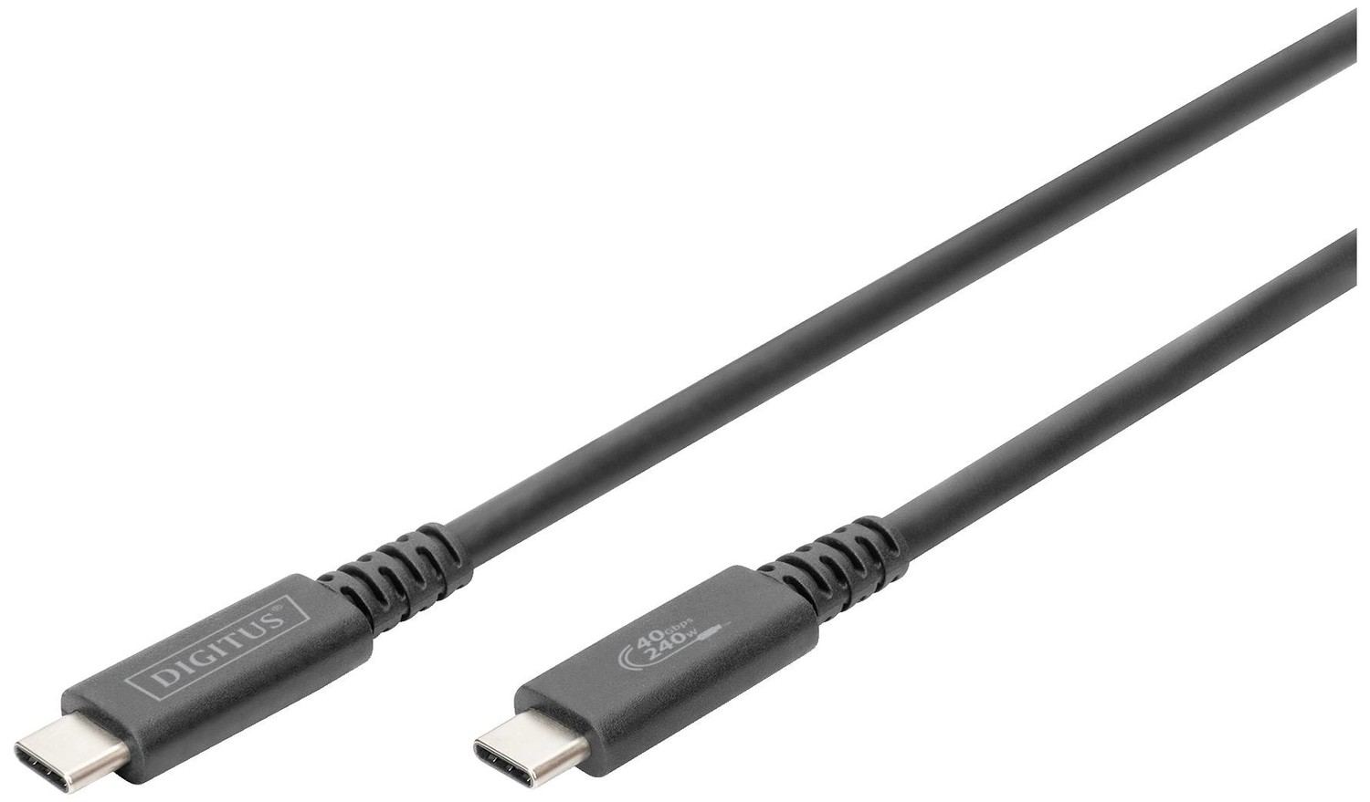 Digitus USB kabel USB 3.2 Gen2 (USB 3.1 Gen2), USB 3.2 Gen2x2, USB 3.2 Gen1 (USB 3.0 / USB 3.1 Gen1) USB-C®, USB-C ® zástrčka 0.8 m černá flexibilní provedení,