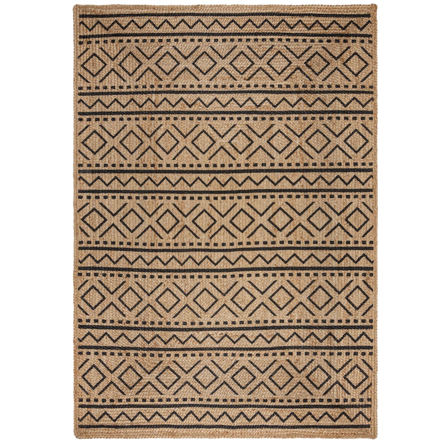 Kusový koberec Printed Jute Luis Natural/Black - 80x150 cm Flair Rugs koberce