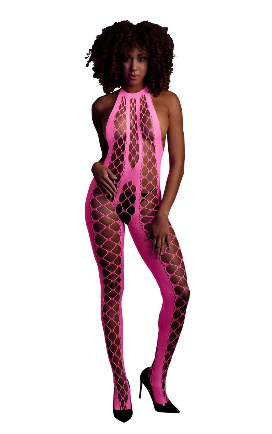 Ouch! - Glow in the Dark Crotchless Jumpsuit (Pink)
