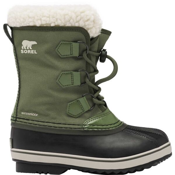 Sorel YOUTH PAC NYLON WP Dětská zimní obuv, tmavě zelená, velikost 40