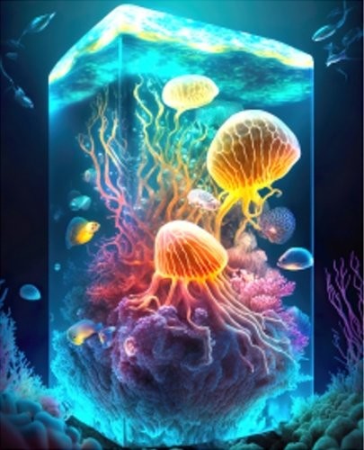 Dřevěné puzzle Jellyfish World A3