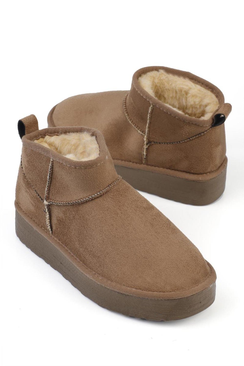 Capone Outfitters Capone Thick Sole Round Toe Shearling Short Women's Boots